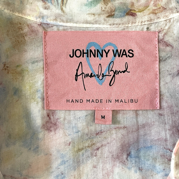 Johnny Was/Amanda Bond Lena Size Medium Marbled Pastel Long Sleeve Button Up Top - Picture 3 of 11